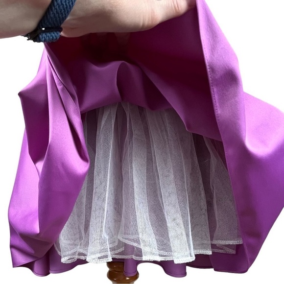 Vintage Y2K Fuchsia Pink Purple Satin Lined Homecoming Special Occasion Dress - Picture 9 of 13